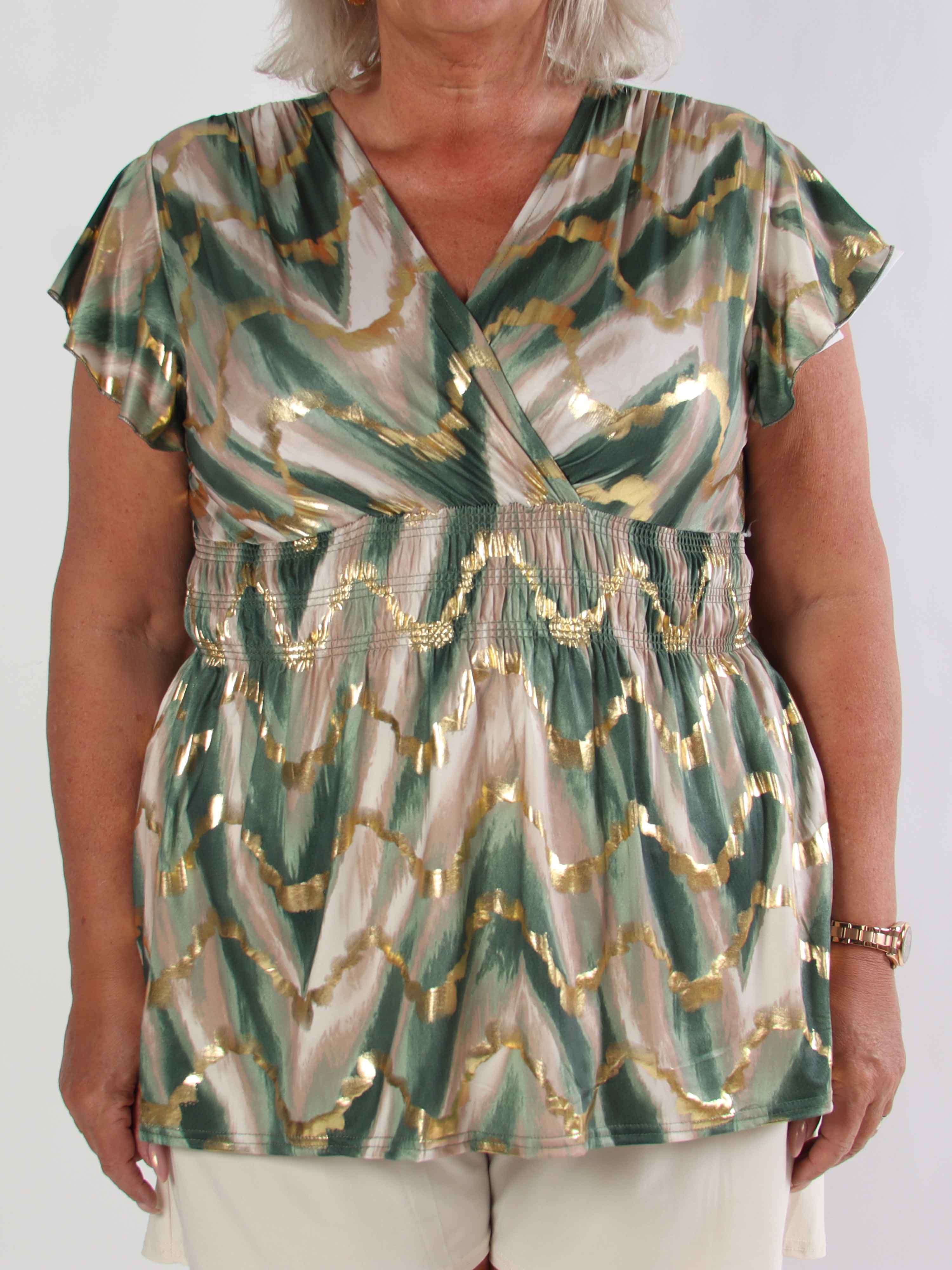 Pams Wave Shirt - Söt plus size tunika i fint mönster med resår